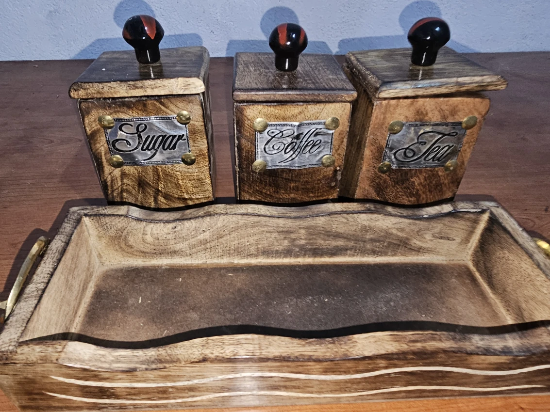 Wooden Tea Coffee Sugar Container